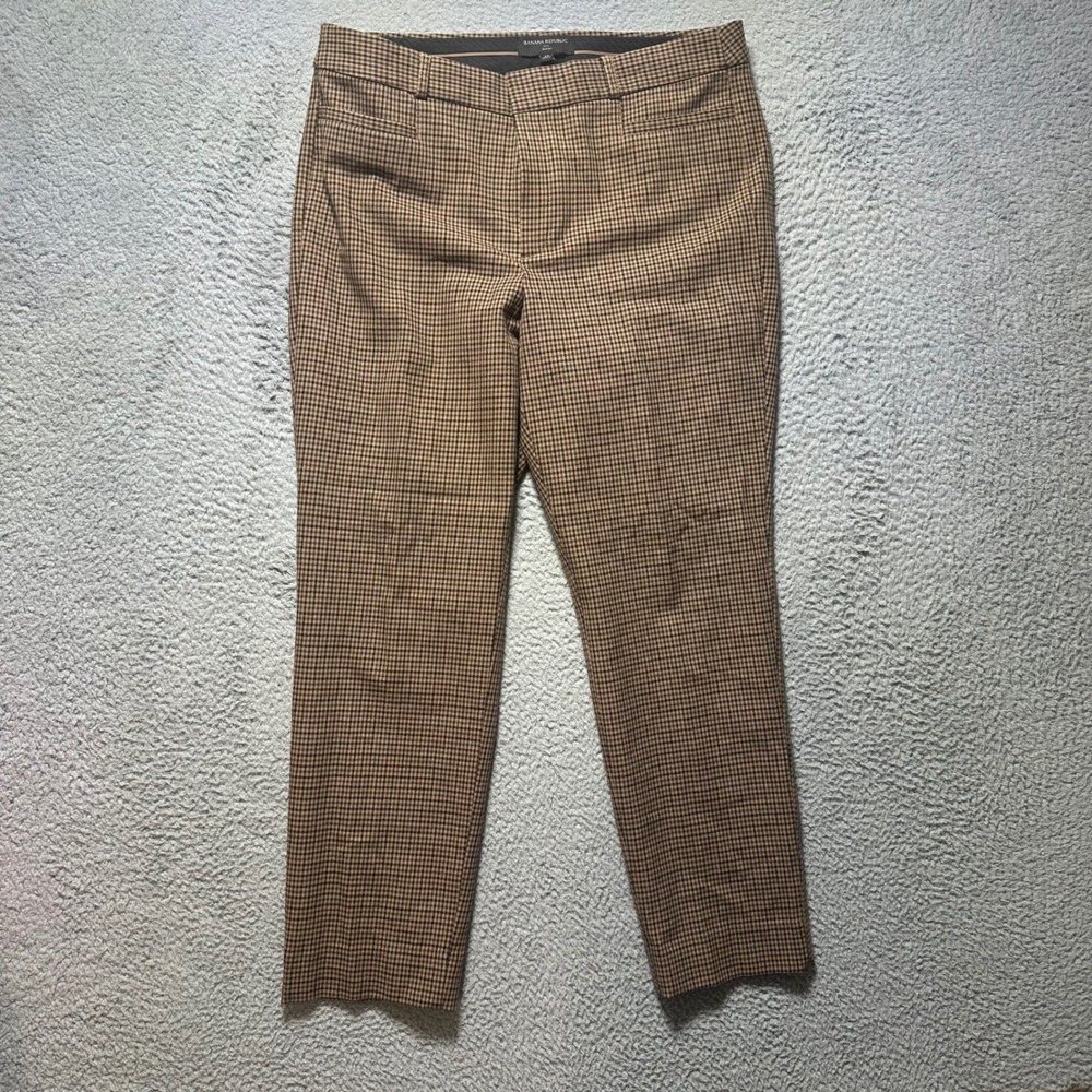 Banana Republic Sloan Brown Houndstooth Ankle‎ Pants 12 Career Trouser Pant